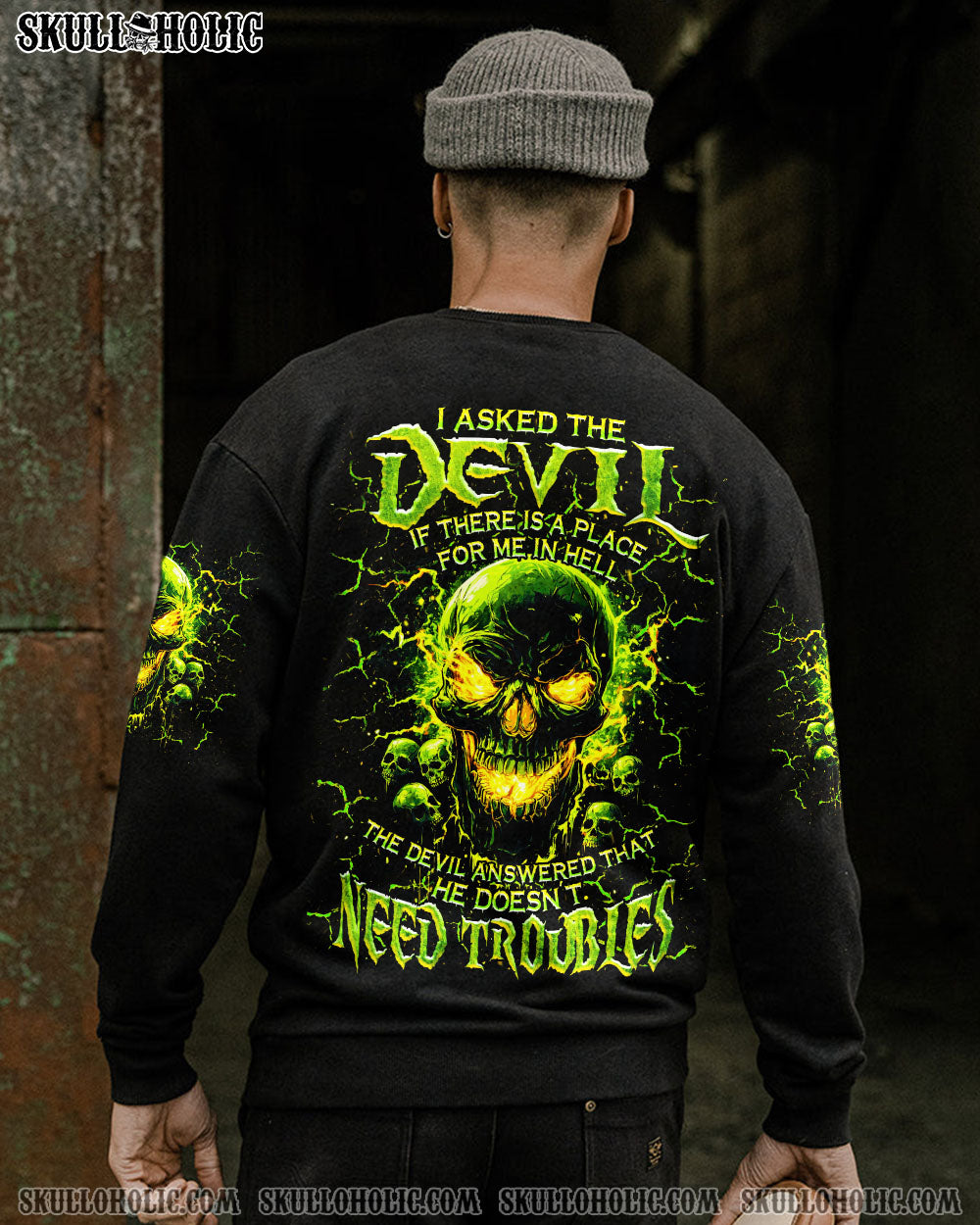 BLISSCORNERS I ASKED THE DEVIL SKULL MADLY ALL OVER PRINT