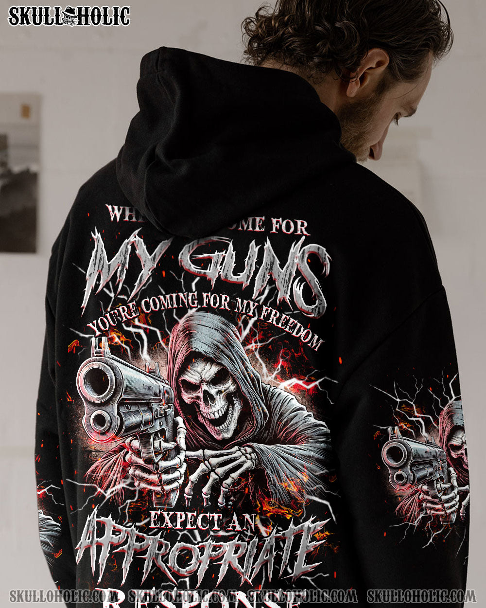 BLISSCORNERS WHEN YOU COME FOR MY G REAPER SKULL ALL OVER PRINT
