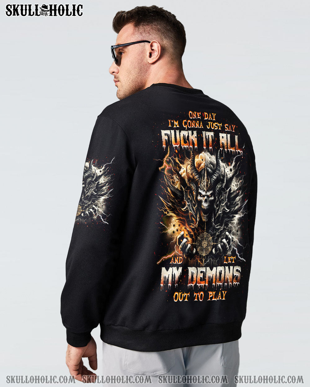 BLISSCORNERS ONE DAY I'M GONNA JUST SAY DEMON SKULL ALL OVER PRINT