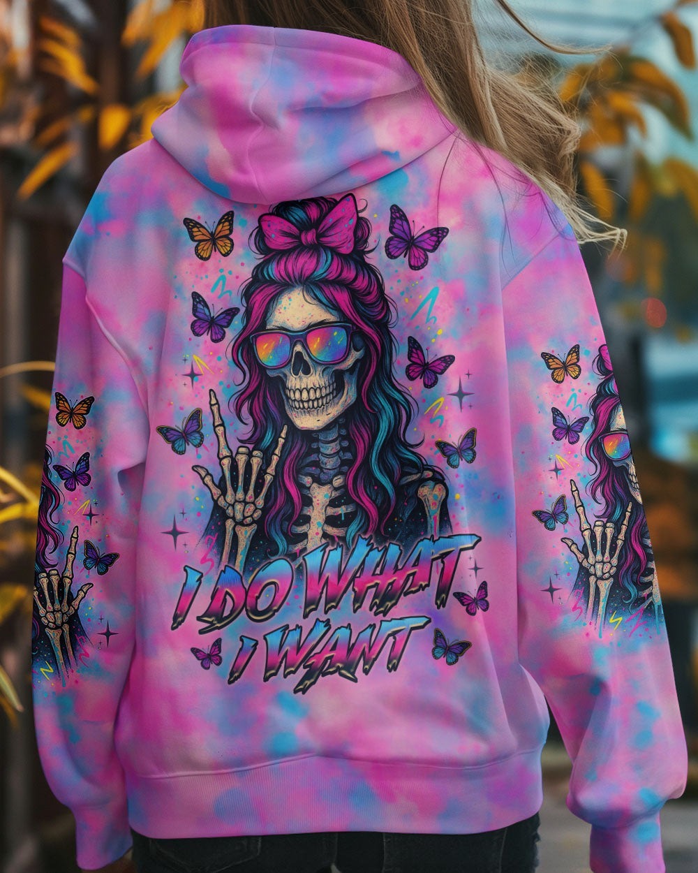 BLISSCORNERS KARMA FAIRY SKULL MESSY BUN SKELETON ALL OVER PRINT