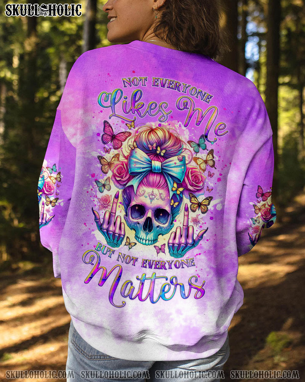BLISSCORNERS NOT EVERYONE LIKES ME SKULL MESSY BUN ALL OVER PRINT