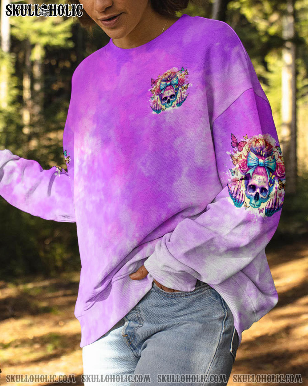 BLISSCORNERS NOT EVERYONE LIKES ME SKULL MESSY BUN ALL OVER PRINT