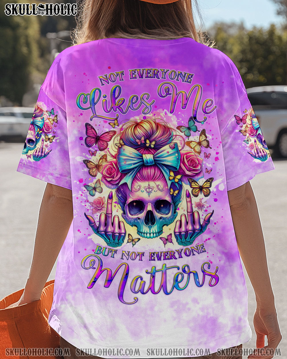 BLISSCORNERS NOT EVERYONE LIKES ME SKULL MESSY BUN ALL OVER PRINT
