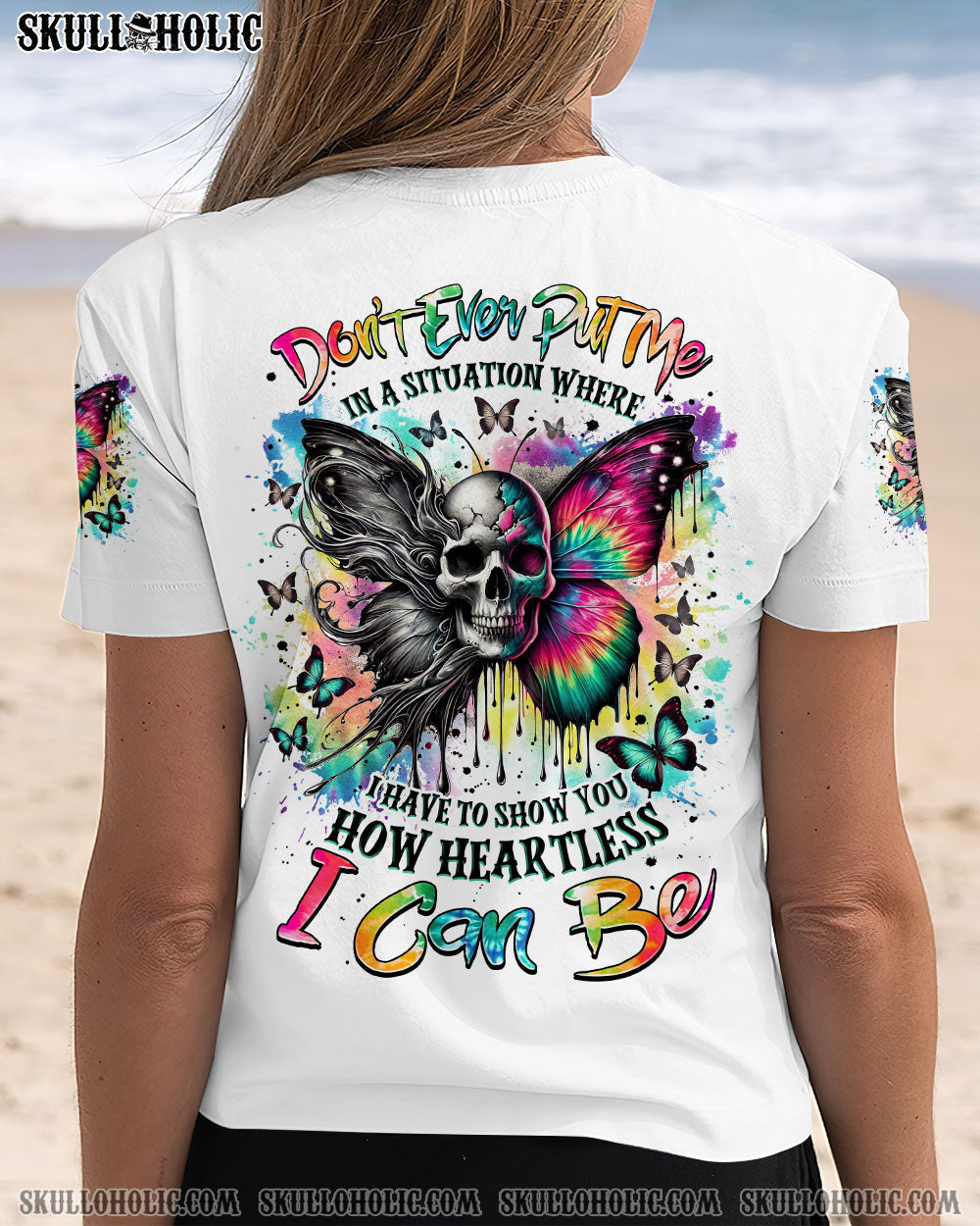 BLISSCORNERS HOW HEARTLESS I CAN BE SKULL BUTTERFLY ALL OVER PRINT