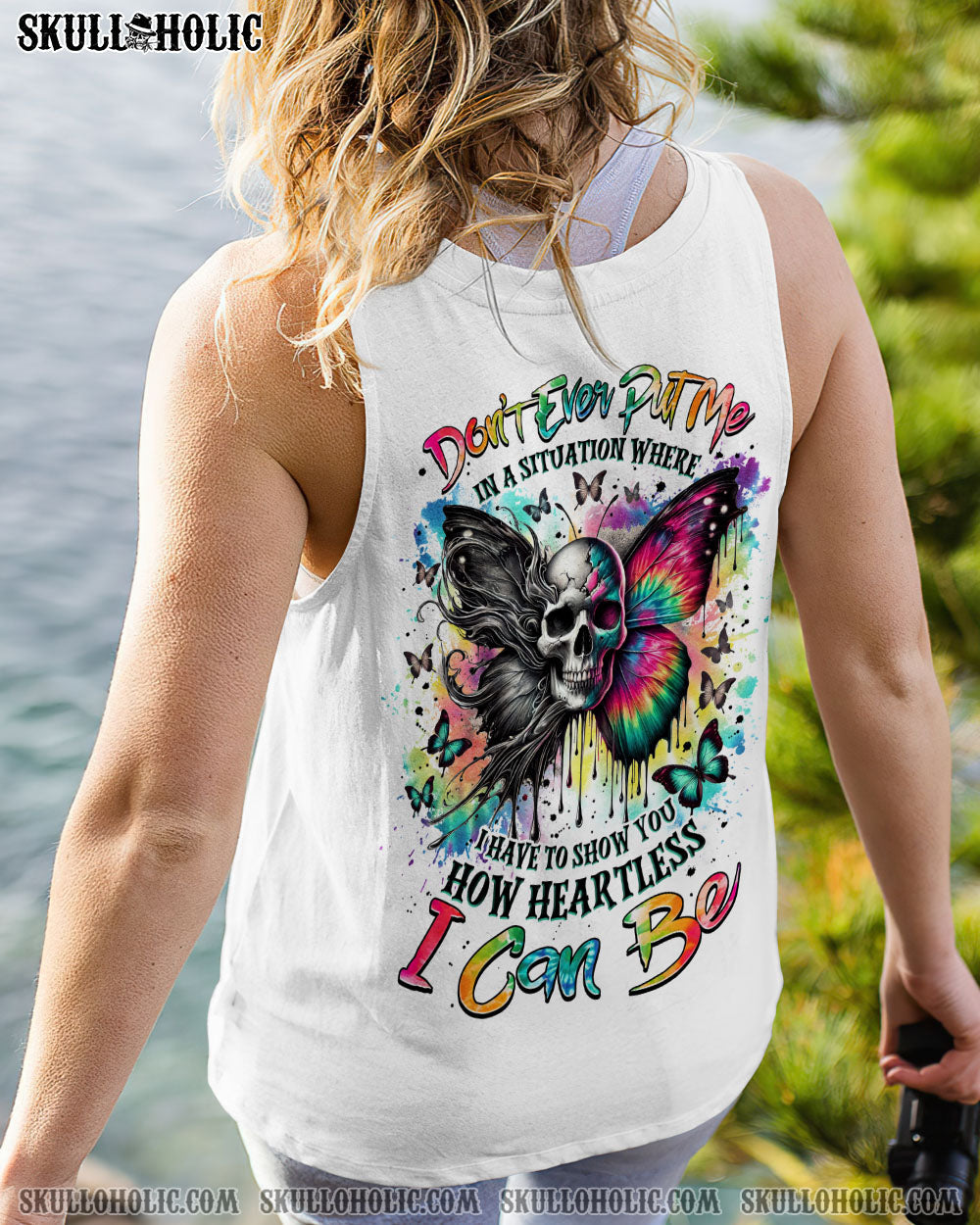BLISSCORNERS HOW HEARTLESS I CAN BE SKULL BUTTERFLY ALL OVER PRINT