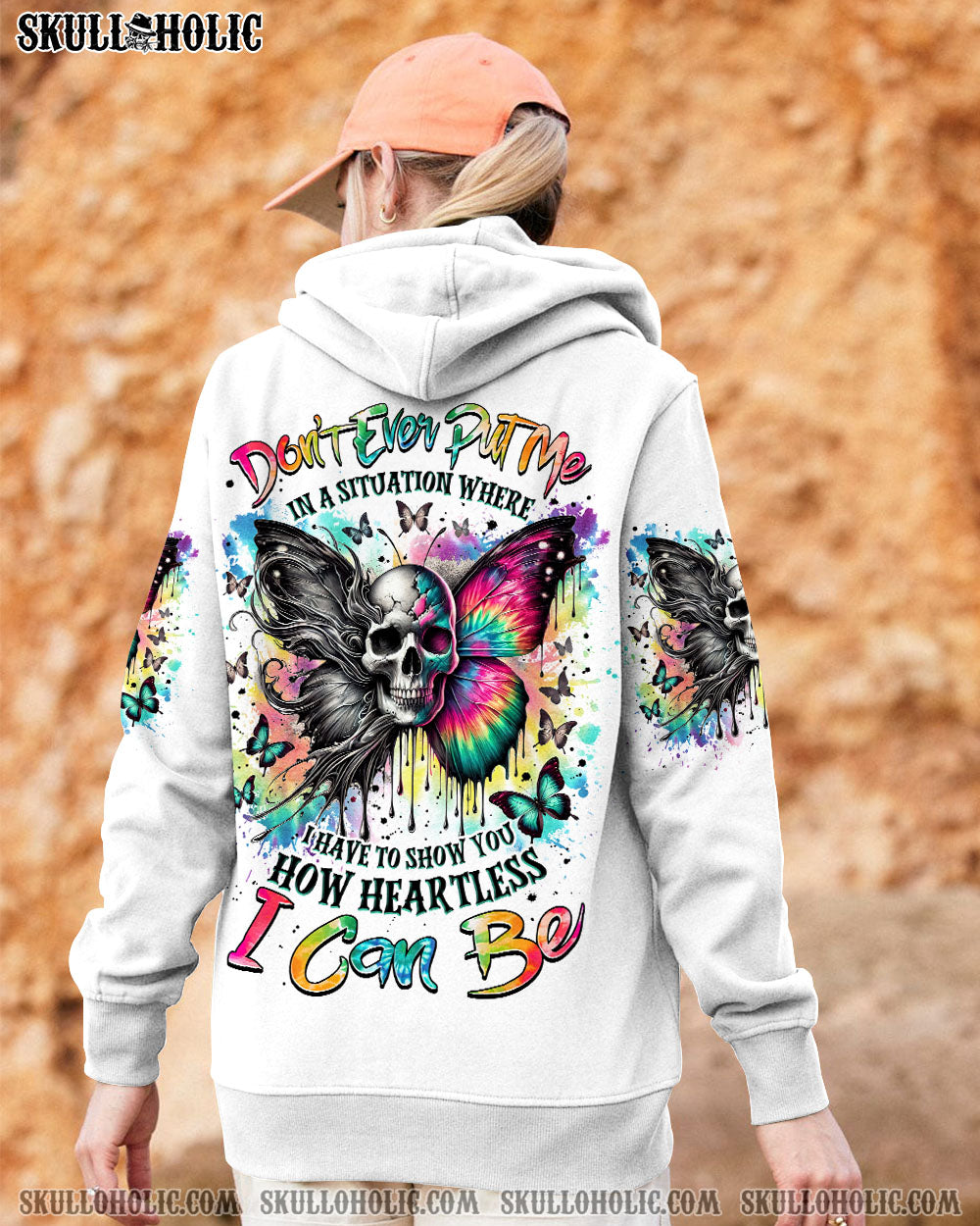 BLISSCORNERS HOW HEARTLESS I CAN BE SKULL BUTTERFLY ALL OVER PRINT