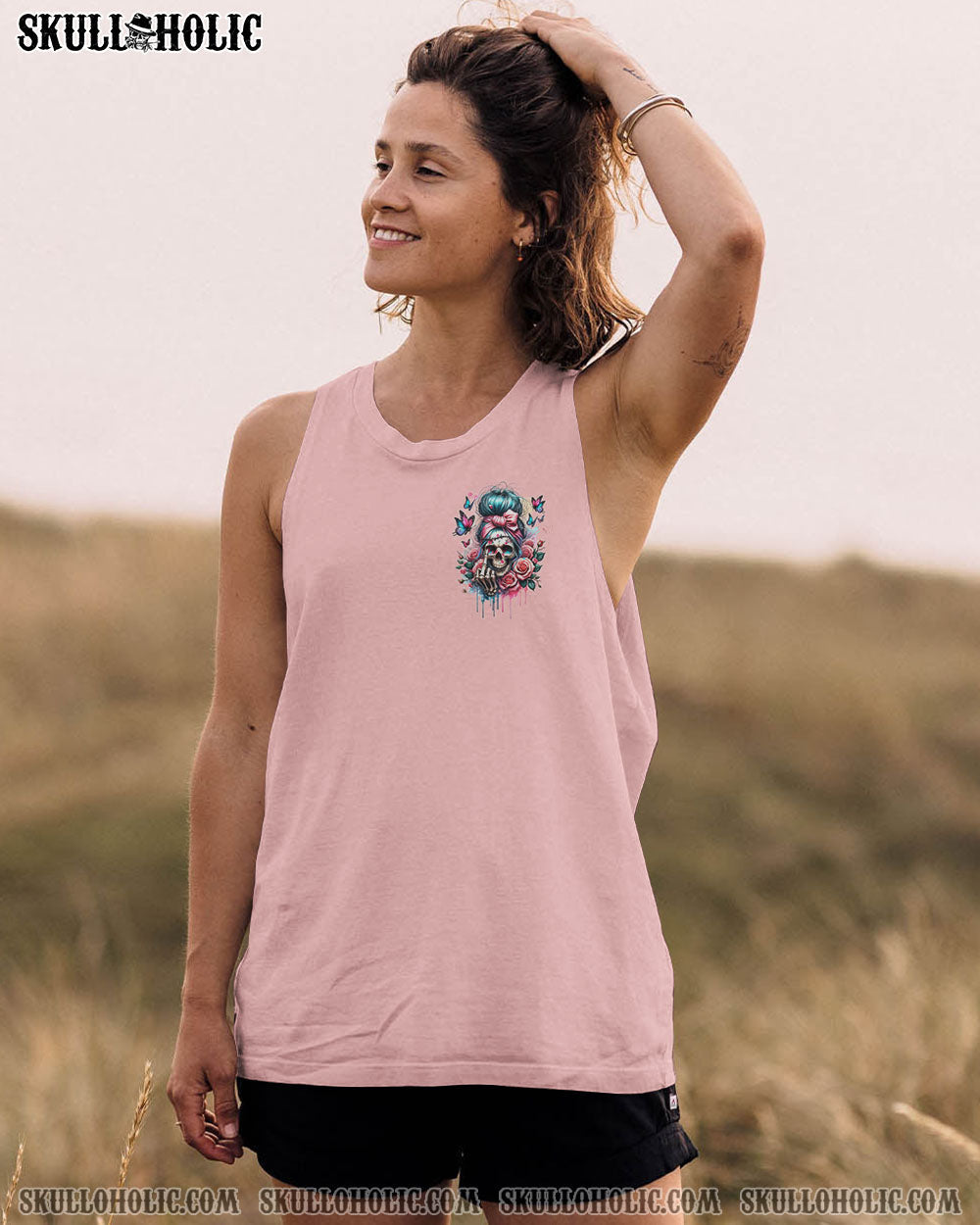 BLISSCORNERS MY GIVE A F MESSY BUN SKULL ALL OVER PRINT