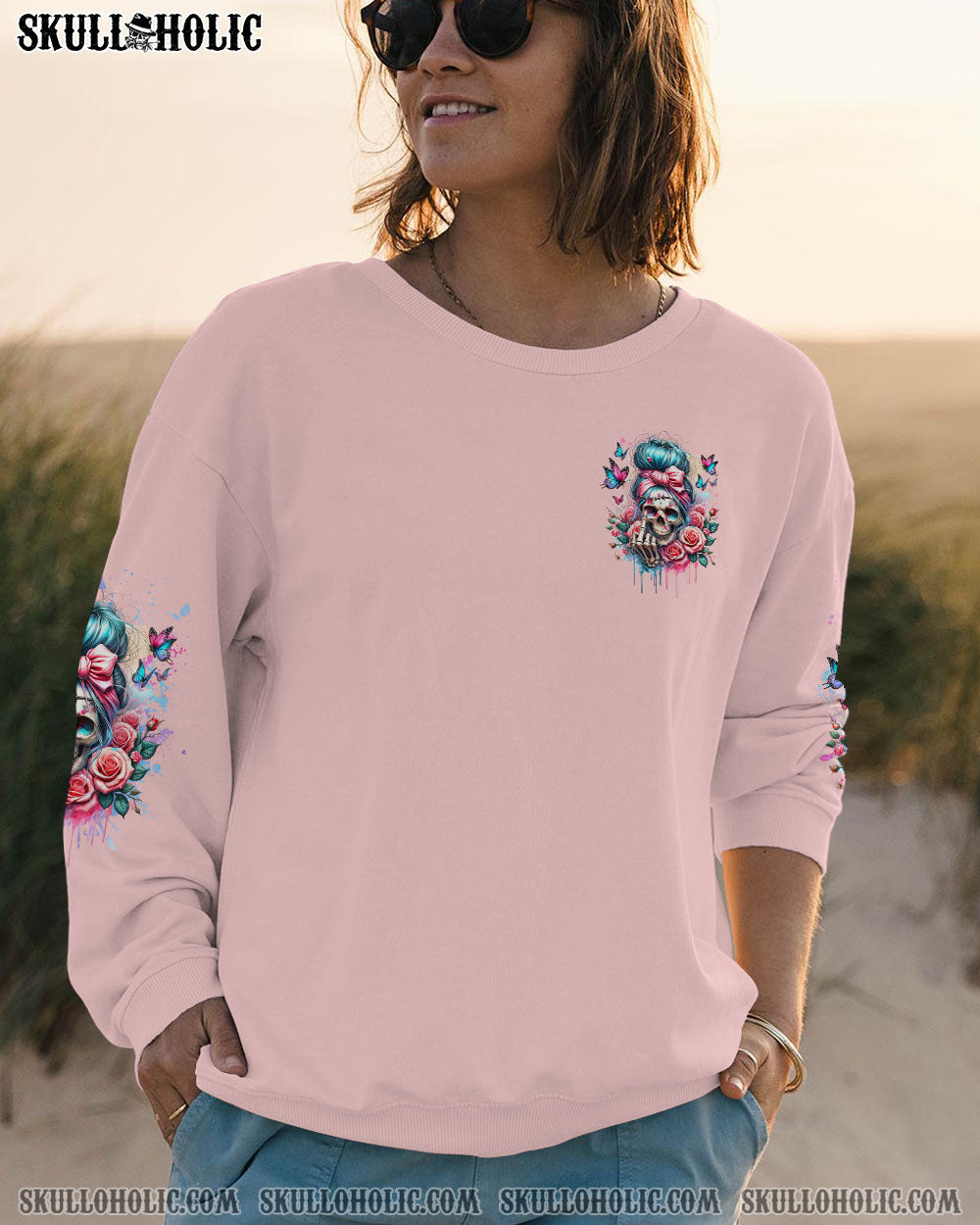 BLISSCORNERS MY GIVE A F MESSY BUN SKULL ALL OVER PRINT