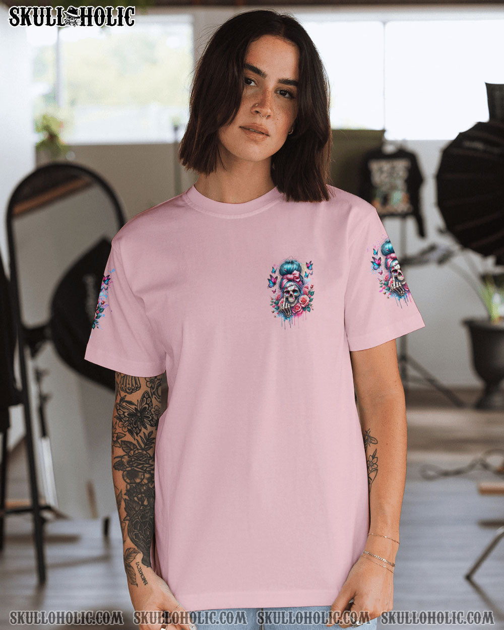 BLISSCORNERS MY GIVE A F MESSY BUN SKULL ALL OVER PRINT