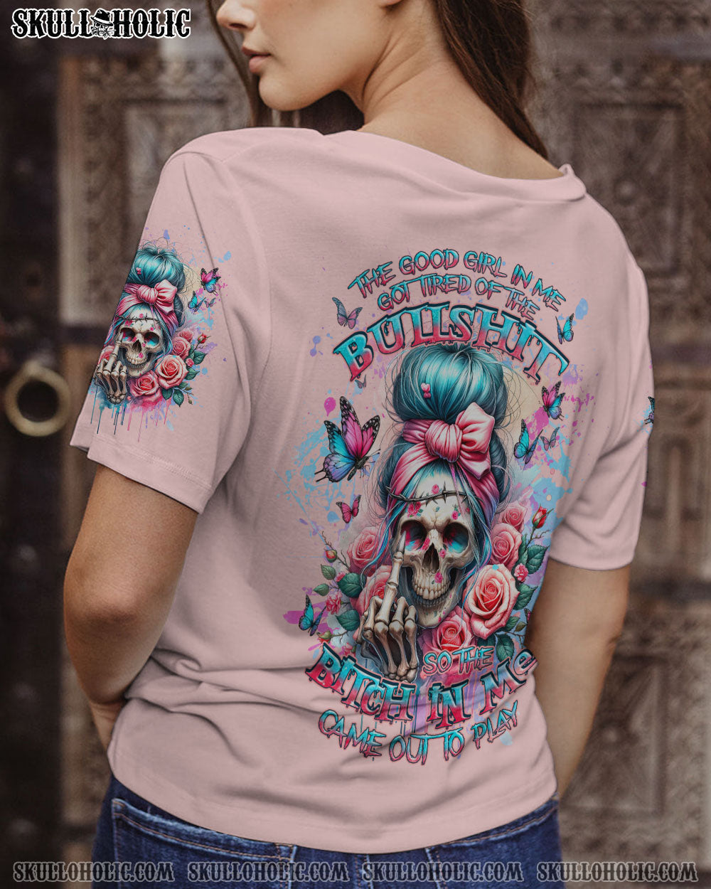 BLISSCORNERS MY GIVE A F MESSY BUN SKULL ALL OVER PRINT