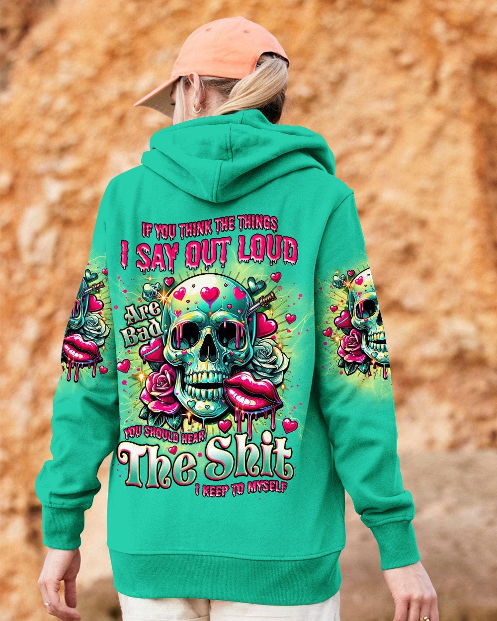 BLISSCORNERS IF YOU MESS WITH MY ANGEL MESSY BUN SKULL ALL OVER PRINT
