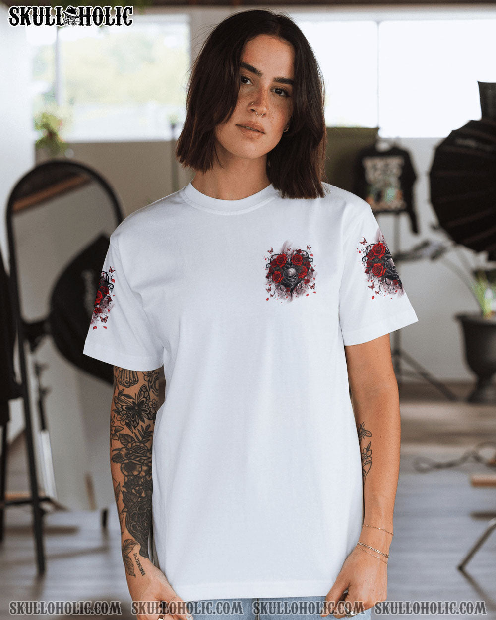 BLISSCORNERS IN LOVING MEMORY OF THE OLD ME ROSE SKULL ALL OVER PRINT