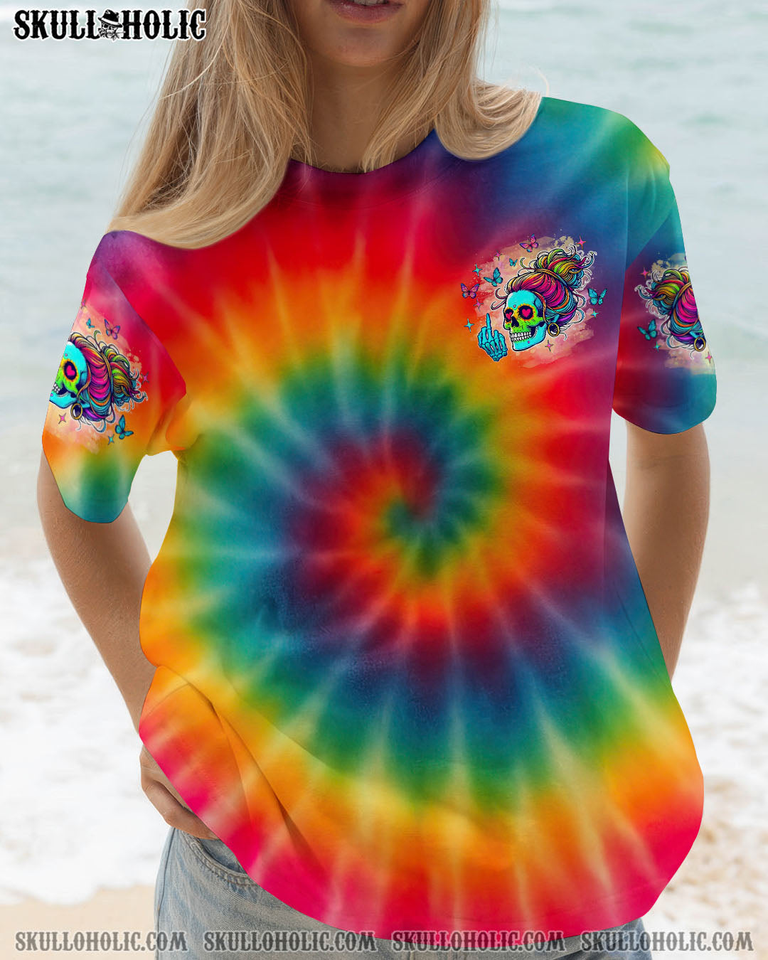 BLISSCORNERS F AROUND AND FIND OUT SKULL MESSY BUN ALL OVER PRINT