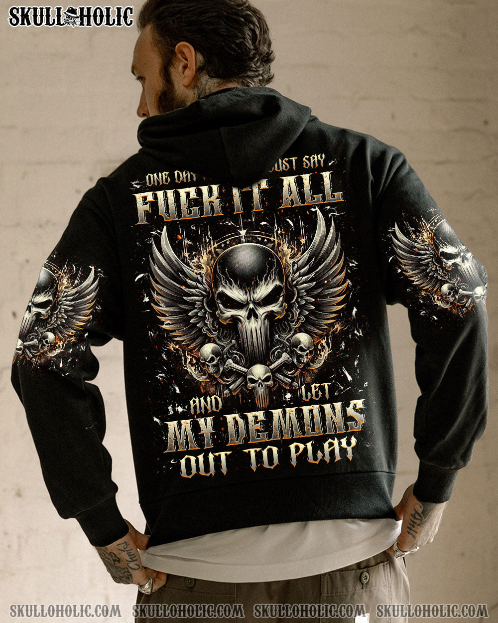 BLISSCORNERS ONE DAY I'M GONNA JUST SAY DEMON SKULL ALL OVER PRINT