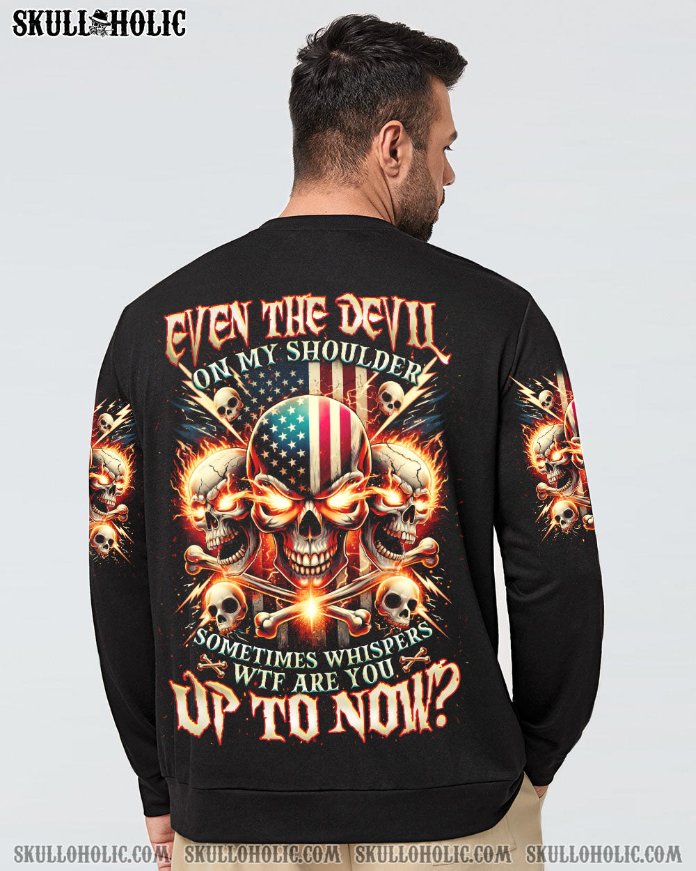 BLISSCORNERS EVEN THE DEVIL ON MY SHOULDER SKULL ALL OVER PRINT
