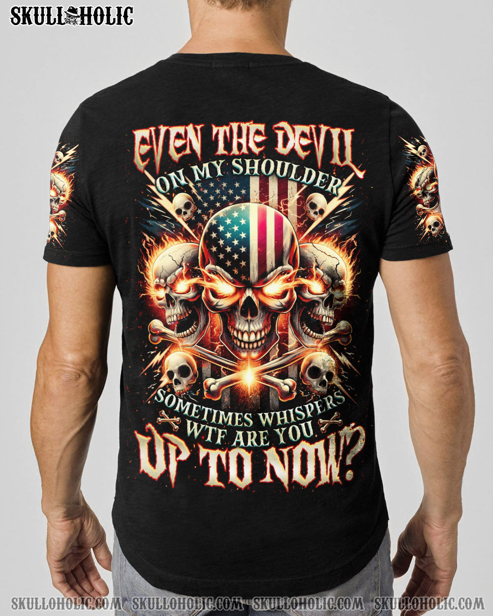 BLISSCORNERS EVEN THE DEVIL ON MY SHOULDER SKULL ALL OVER PRINT