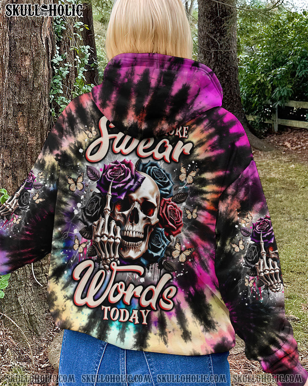 BLISSCORNERS I NEED MORE SWEAR WORDS TODAY SKULL TIE DYE ALL OVER PRINT