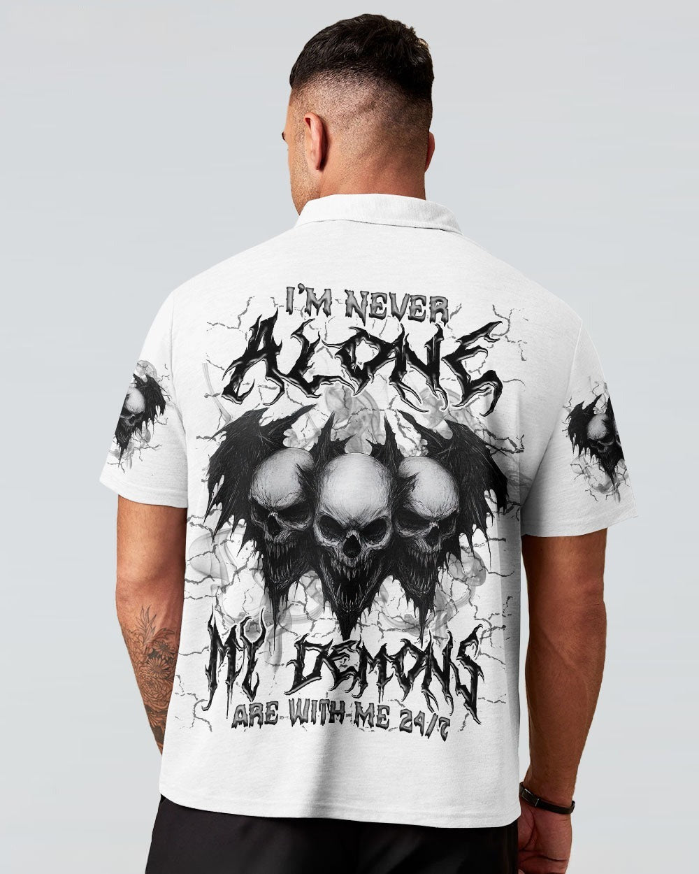 BLISSCORNERS I'M NEVER ALONE SKULL DEMON ALL OVER PRINT