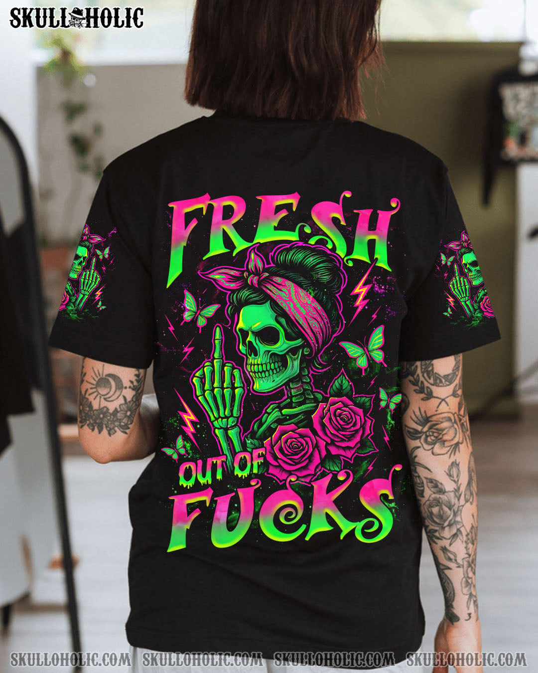 BLISSCORNERS FRESH OUT OF F MESSY BUN TIE DYE ALL OVER PRINT