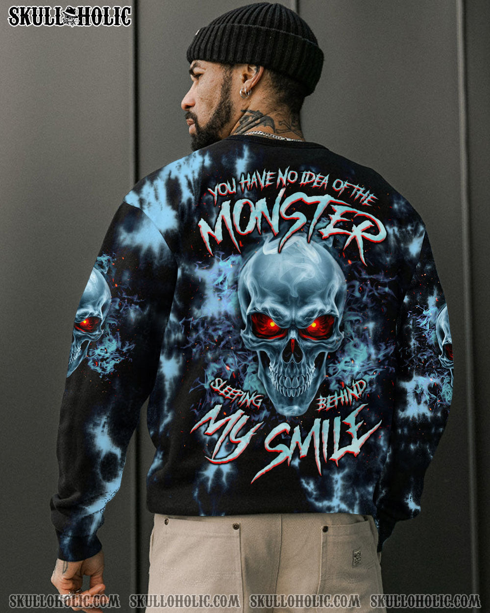 BLISSCORNERS THE MONSTER SLEEPING BEHIND MY SMILE SKULL TIE DYE ALL OVER PRINT