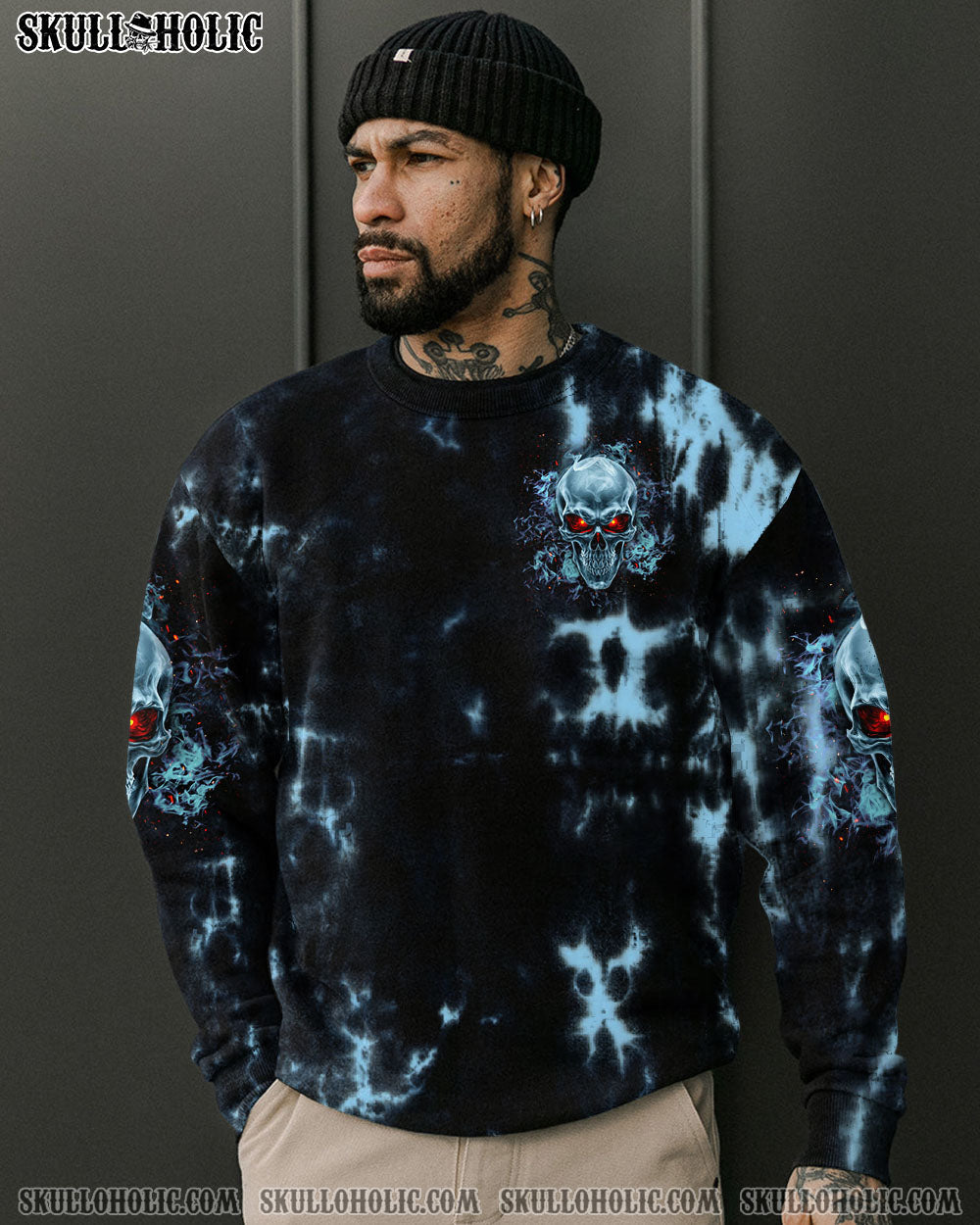 BLISSCORNERS THE MONSTER SLEEPING BEHIND MY SMILE SKULL TIE DYE ALL OVER PRINT
