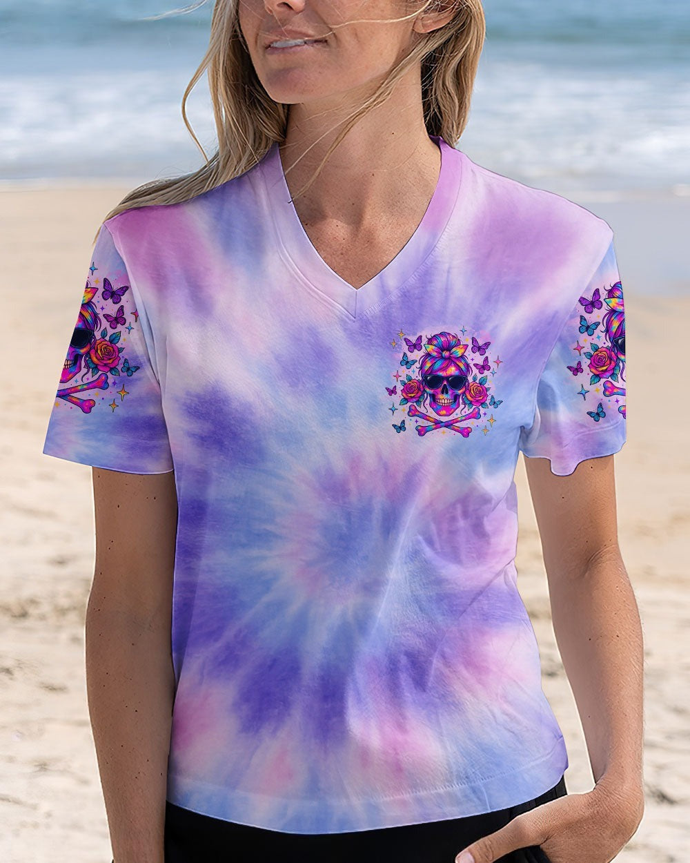BLISSCORNERS I AM A NICE PERSON SKULL MESSY BUN ALL OVER PRINT