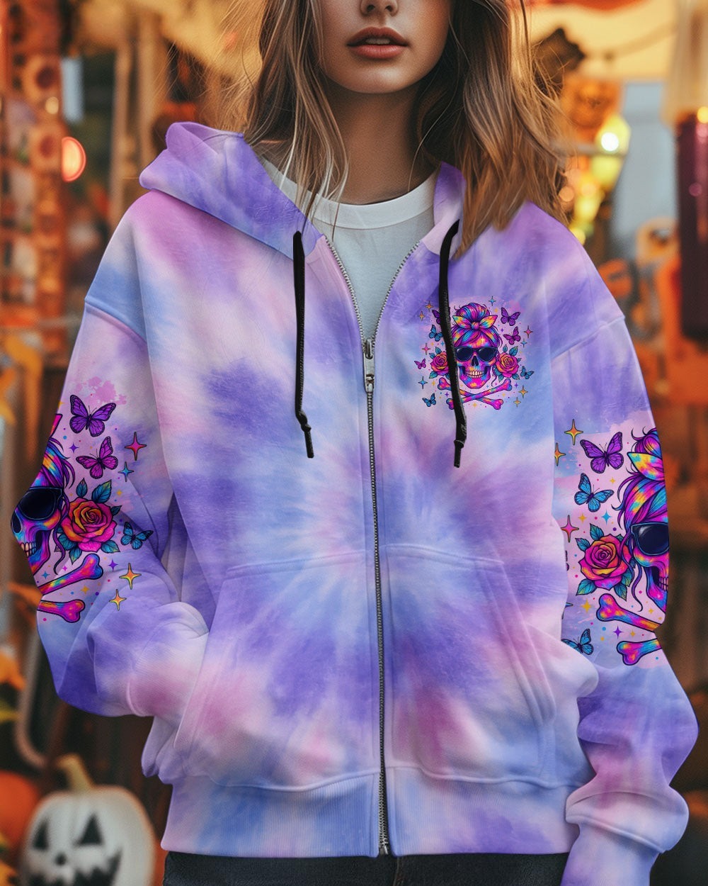 BLISSCORNERS I AM A NICE PERSON SKULL MESSY BUN ALL OVER PRINT
