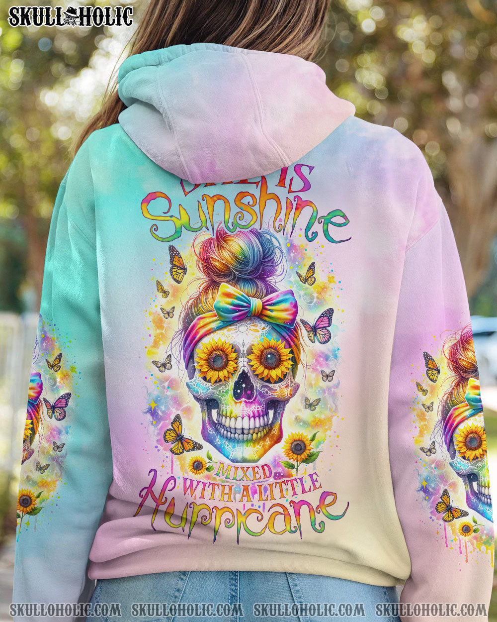 BLISSCORNERS SHE IS SUNSHINE MESSY BUN ALL OVER PRINT