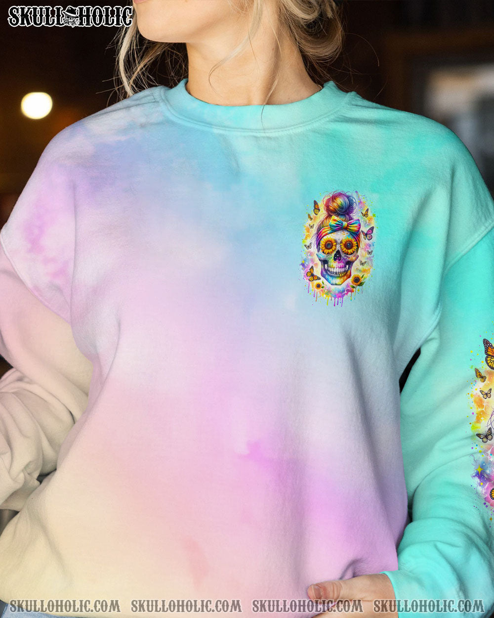 BLISSCORNERS SHE IS SUNSHINE MESSY BUN ALL OVER PRINT