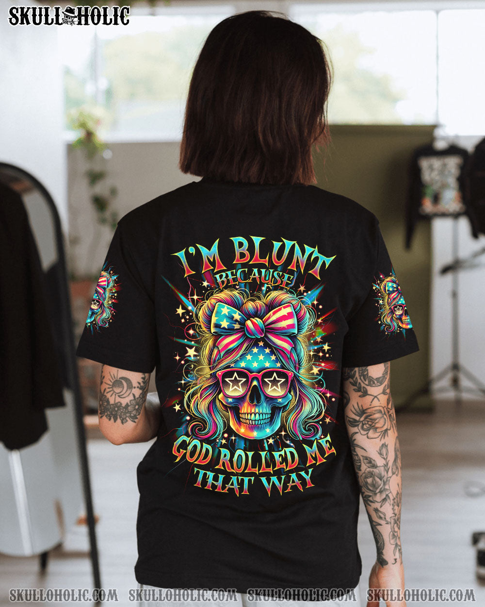 BLISSCORNERS IT'S GOING TO BE ONE OF THOSE DAYS MESSY BUN SKULL ALL OVER PRINT