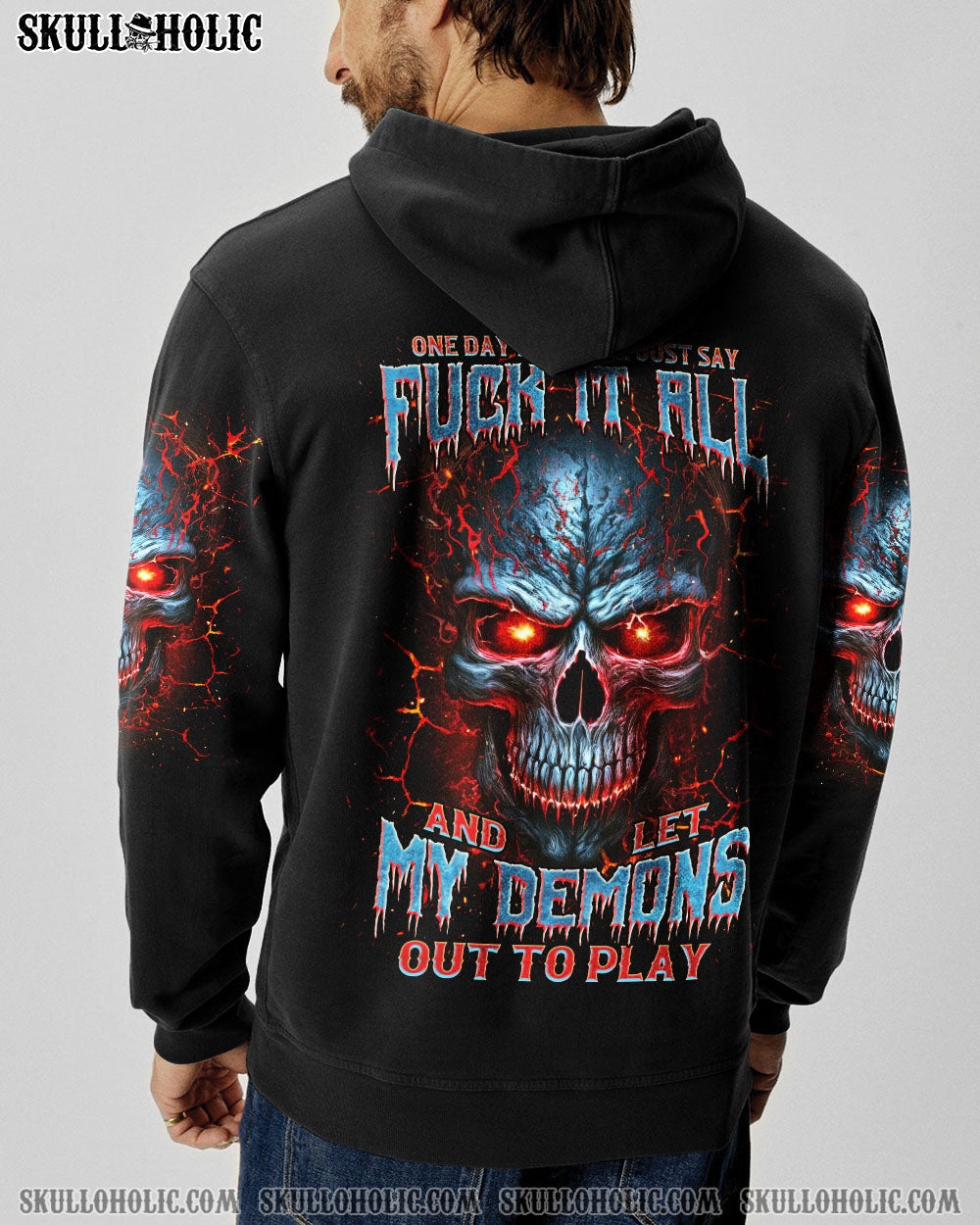BLISSCORNERS ONE DAY I'M GONNA JUST SAY DEMON SKULL ALL OVER PRINT