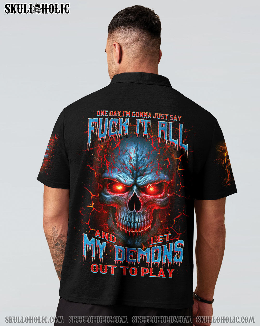 BLISSCORNERS ONE DAY I'M GONNA JUST SAY DEMON SKULL ALL OVER PRINT