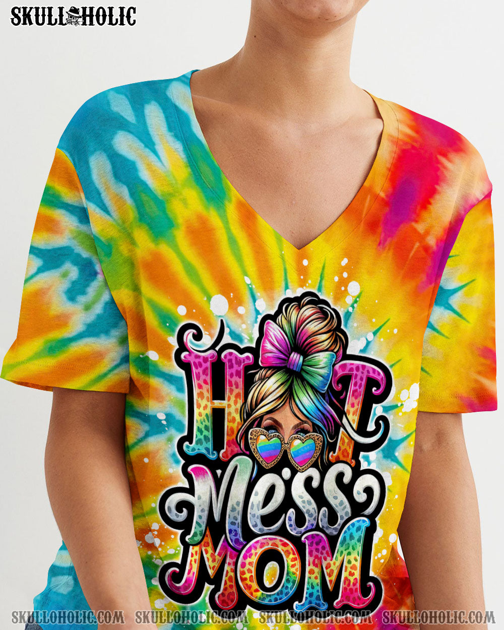 BLISSCORNERS I DON'T ALWAYS SHOW MY FEELINGS SKULL MESSY BUN ALL OVER PRINT