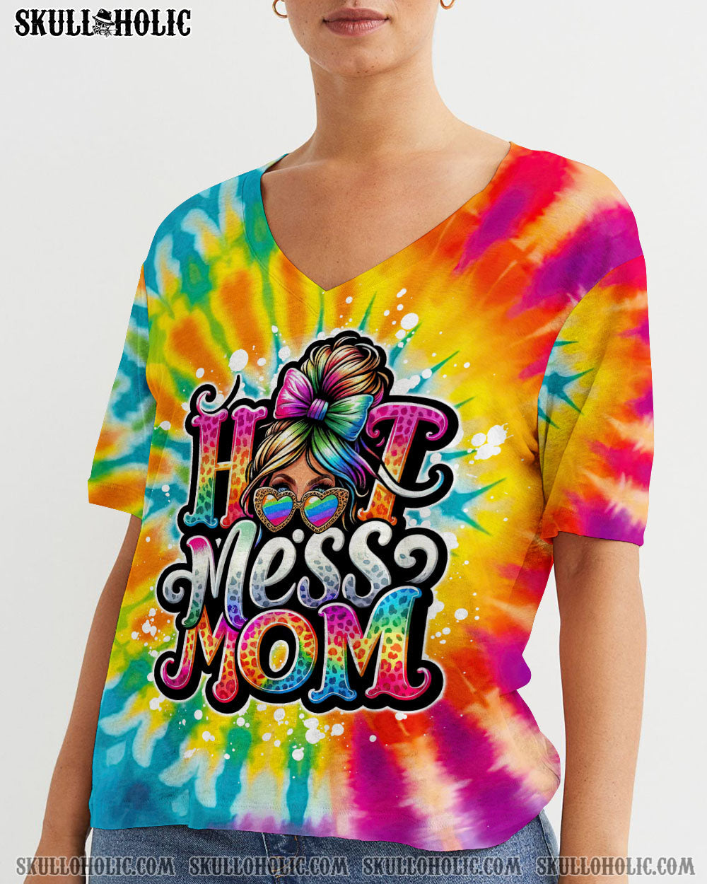 BLISSCORNERS I DON'T ALWAYS SHOW MY FEELINGS SKULL MESSY BUN ALL OVER PRINT