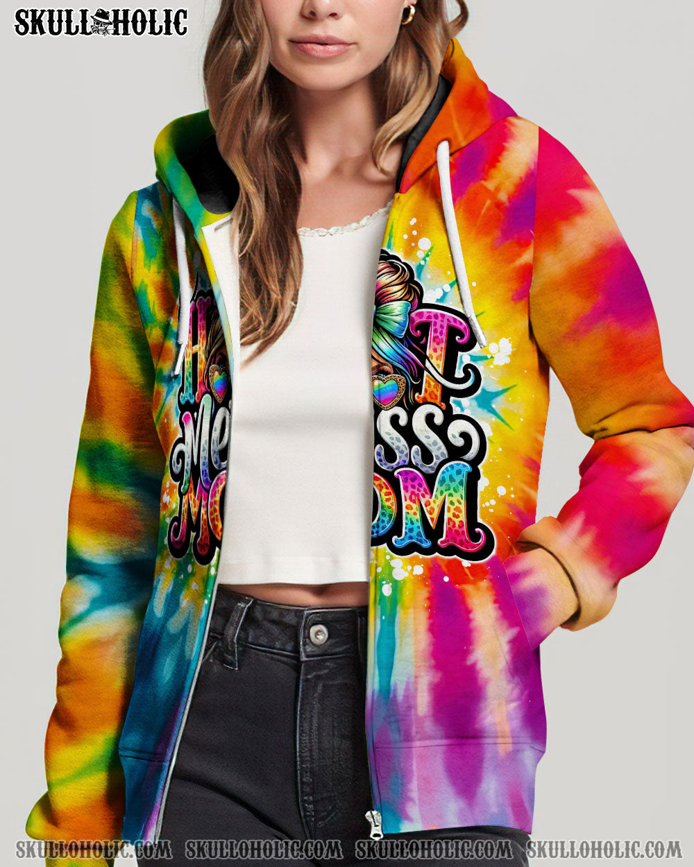 BLISSCORNERS I DON'T ALWAYS SHOW MY FEELINGS SKULL MESSY BUN ALL OVER PRINT