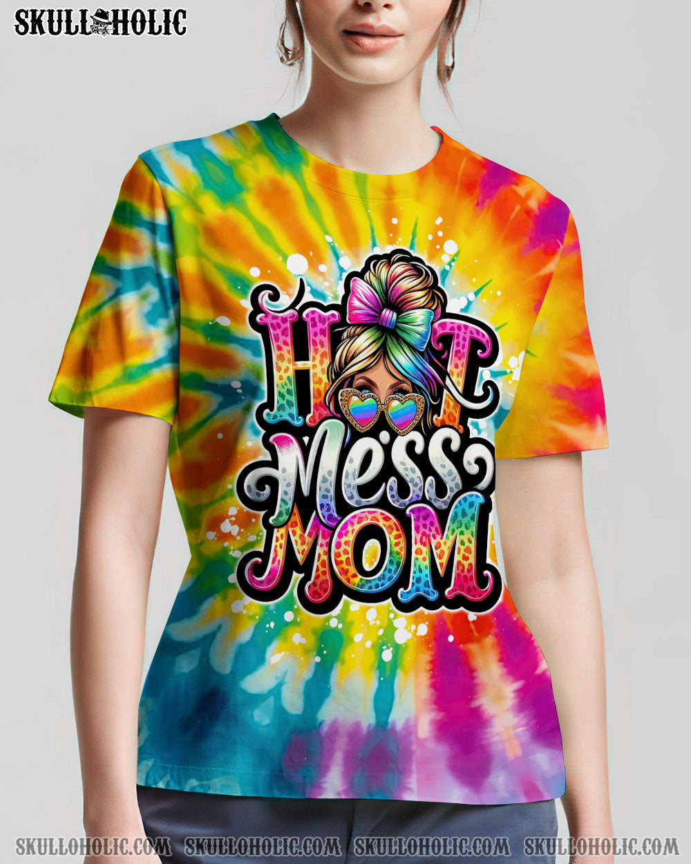 BLISSCORNERS I DON'T ALWAYS SHOW MY FEELINGS SKULL MESSY BUN ALL OVER PRINT