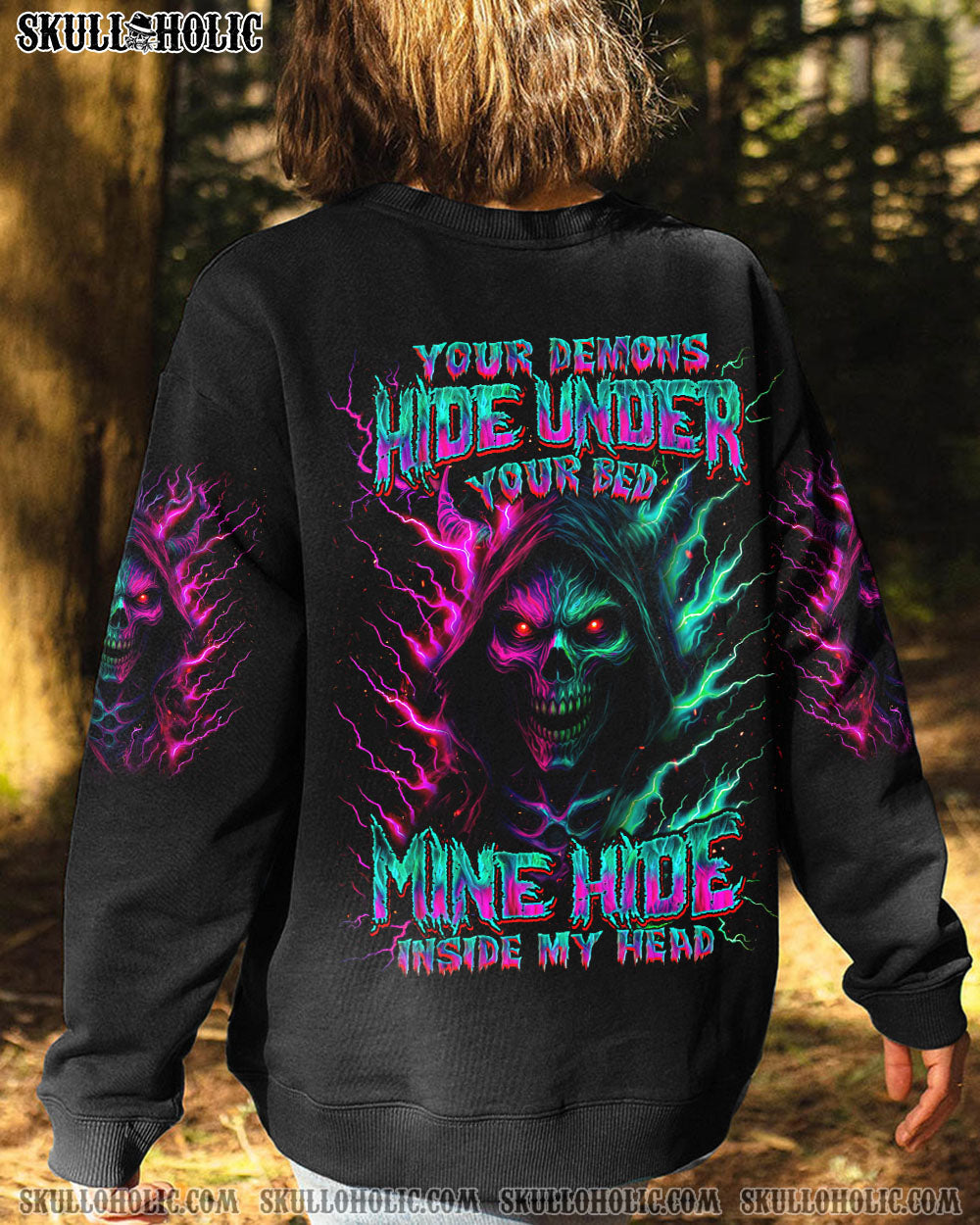 BLISSCORNERS YOUR DEMONS HIDE UNDER YOUR BED SKULL ALL OVER PRINT