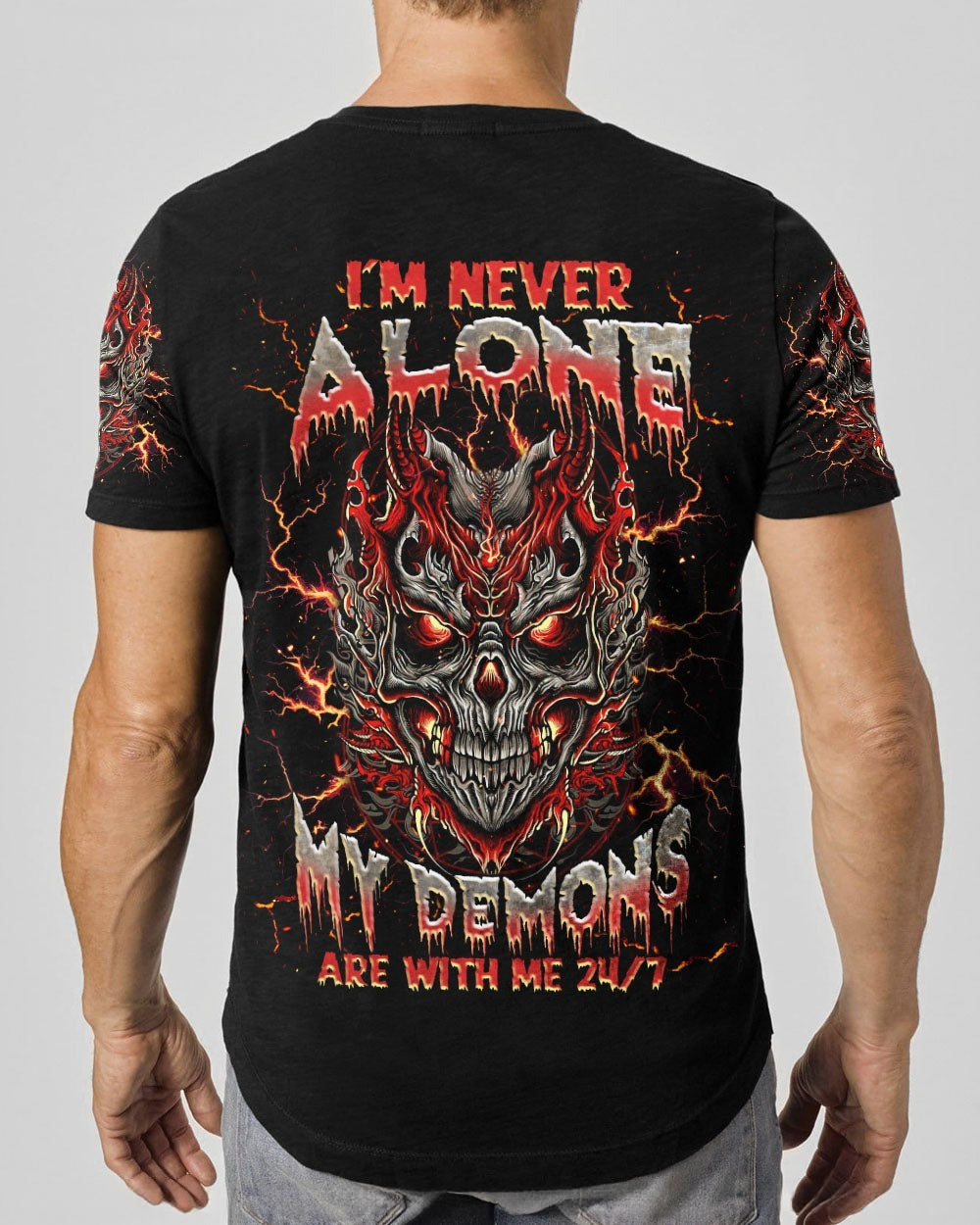 BLISSCORNERS I'M NEVER ALONE SKULL DEMON ALL OVER PRINT