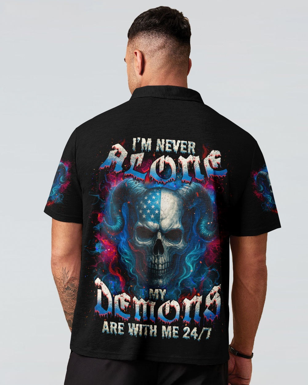 BLISSCORNERS I'M NEVER ALONE SKULL DEMON ALL OVER PRINT