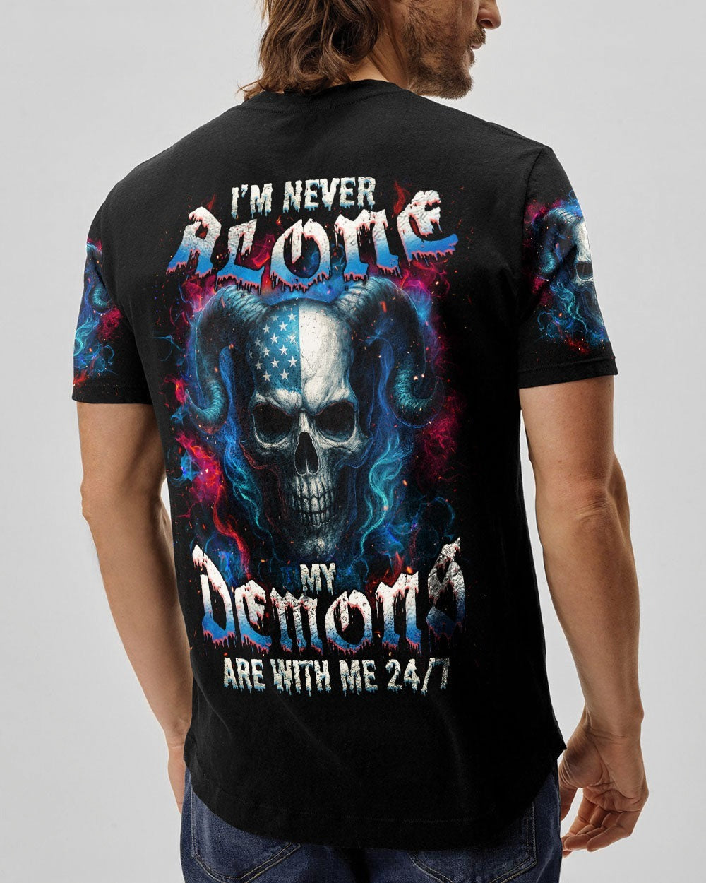 BLISSCORNERS I'M NEVER ALONE SKULL DEMON ALL OVER PRINT