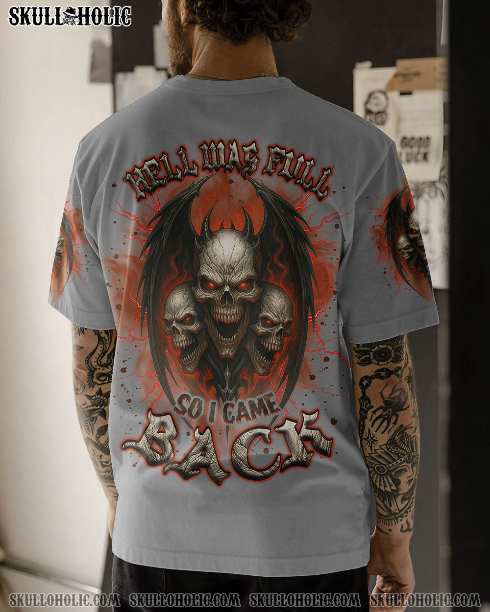 BLISSCORNERS HELL WAS FULL SO I CAME BACK SKULL ALL OVER PRINT