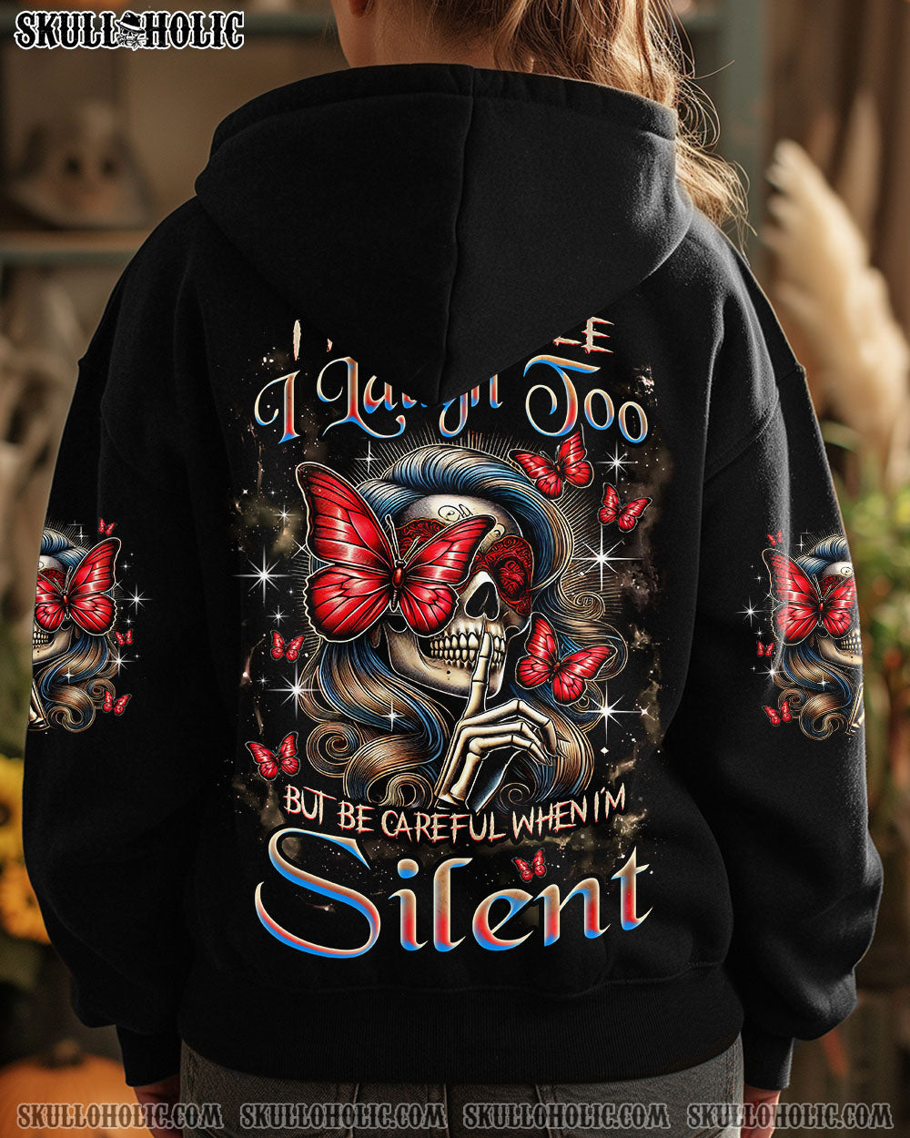 BLISSCORNERS BE CAREFUL WHEN I'M SILENT SKULL LADY ALL OVER PRINT