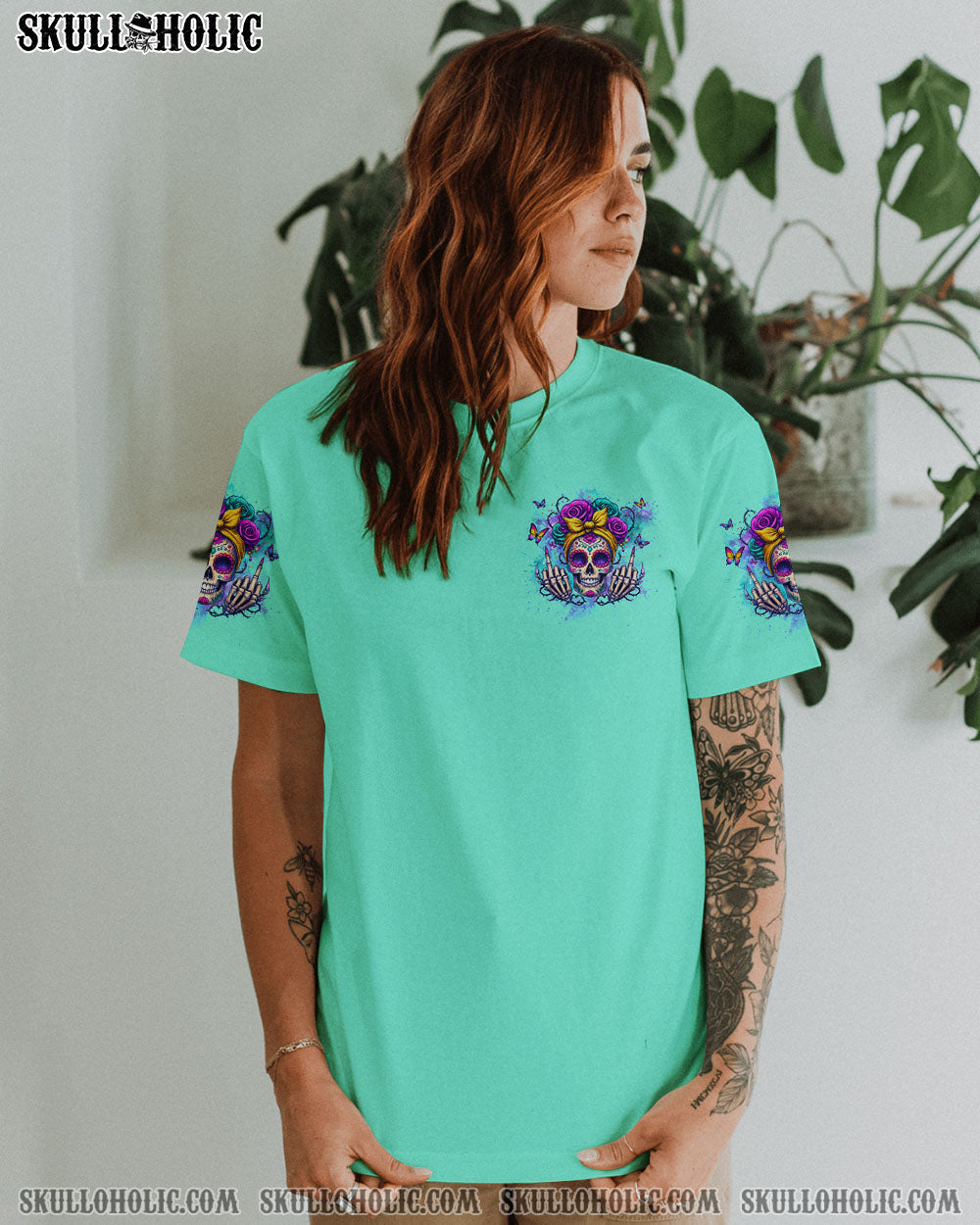 BLISSCORNERS HOT MESS MOM SKULL MESSY BUN ALL OVER PRINT
