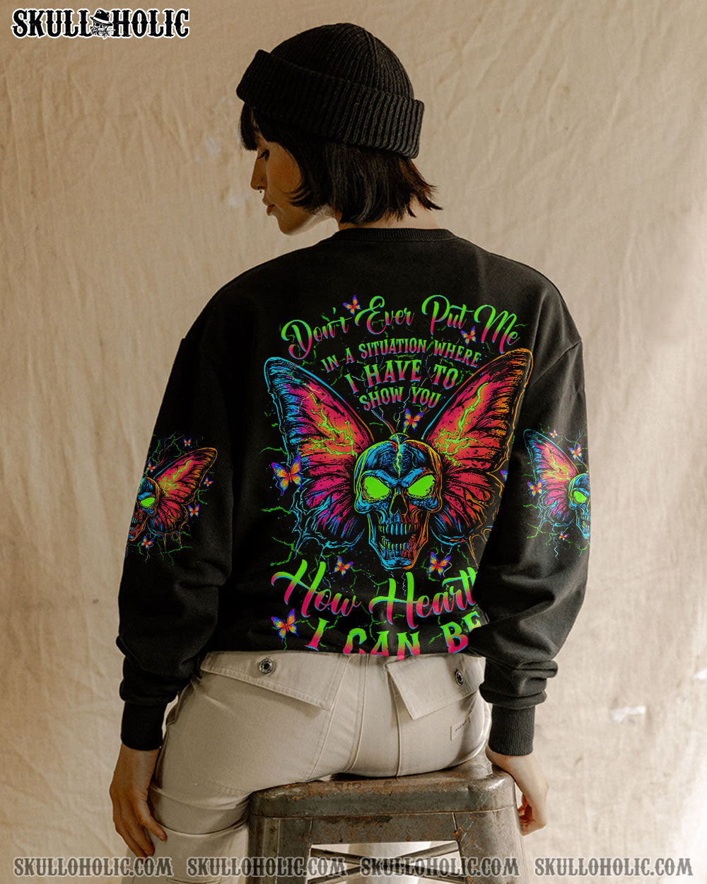 BLISSCORNERS HOW HEARTLESS I CAN BE SKULL BUTTERFLY ALL OVER PRINT