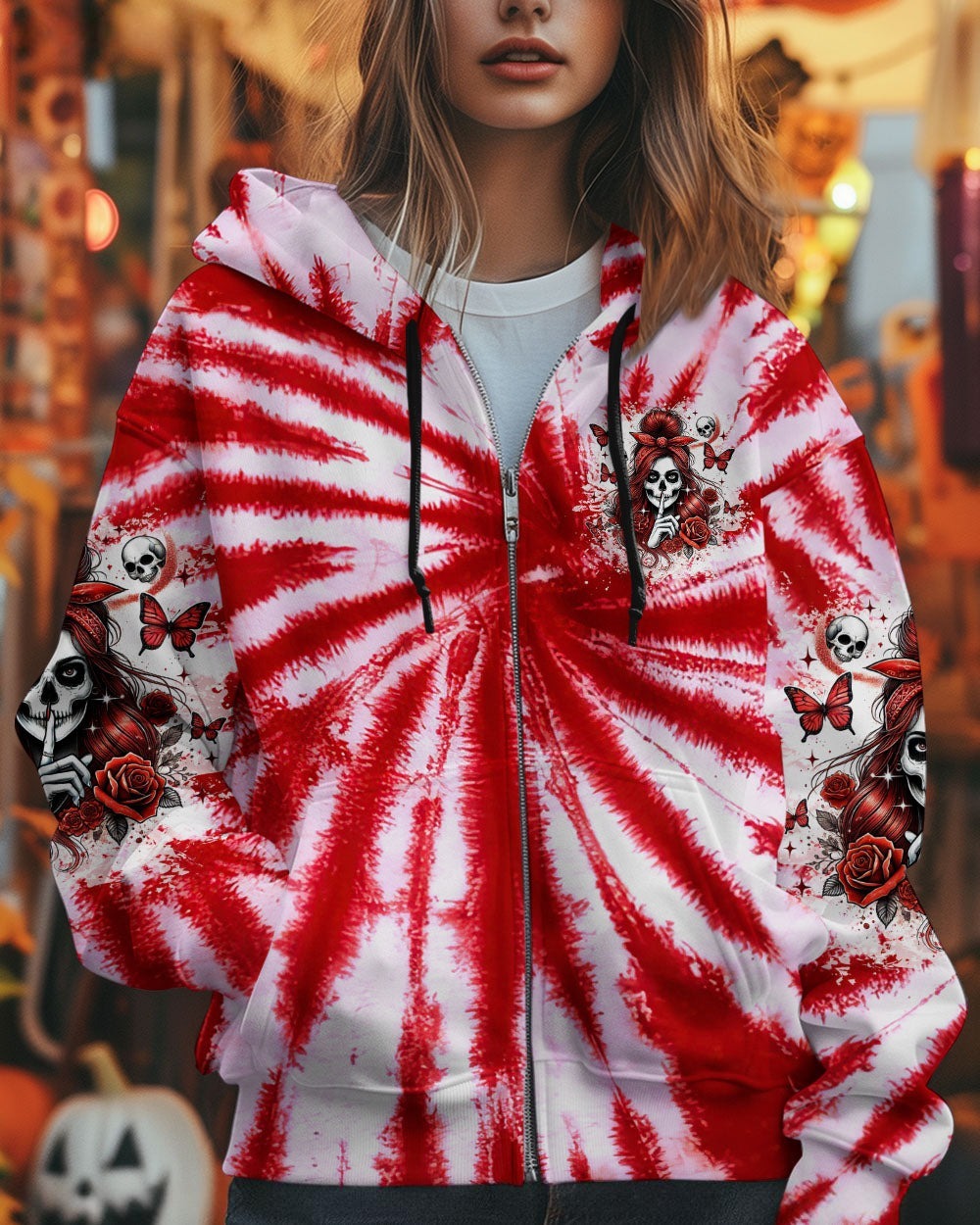 BLISSCORNERS HOW HEARTLESS I CAN BE SKULL MESSY BUN ALL OVER PRINT
