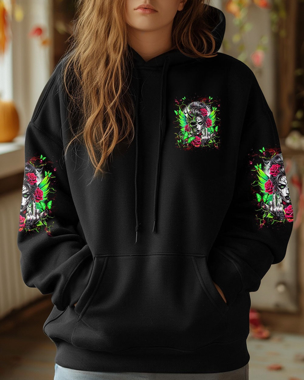 BLISSCORNERS HOW HEARTLESS I CAN BE TATTOO SKULL MESSY BUN ALL OVER PRINT