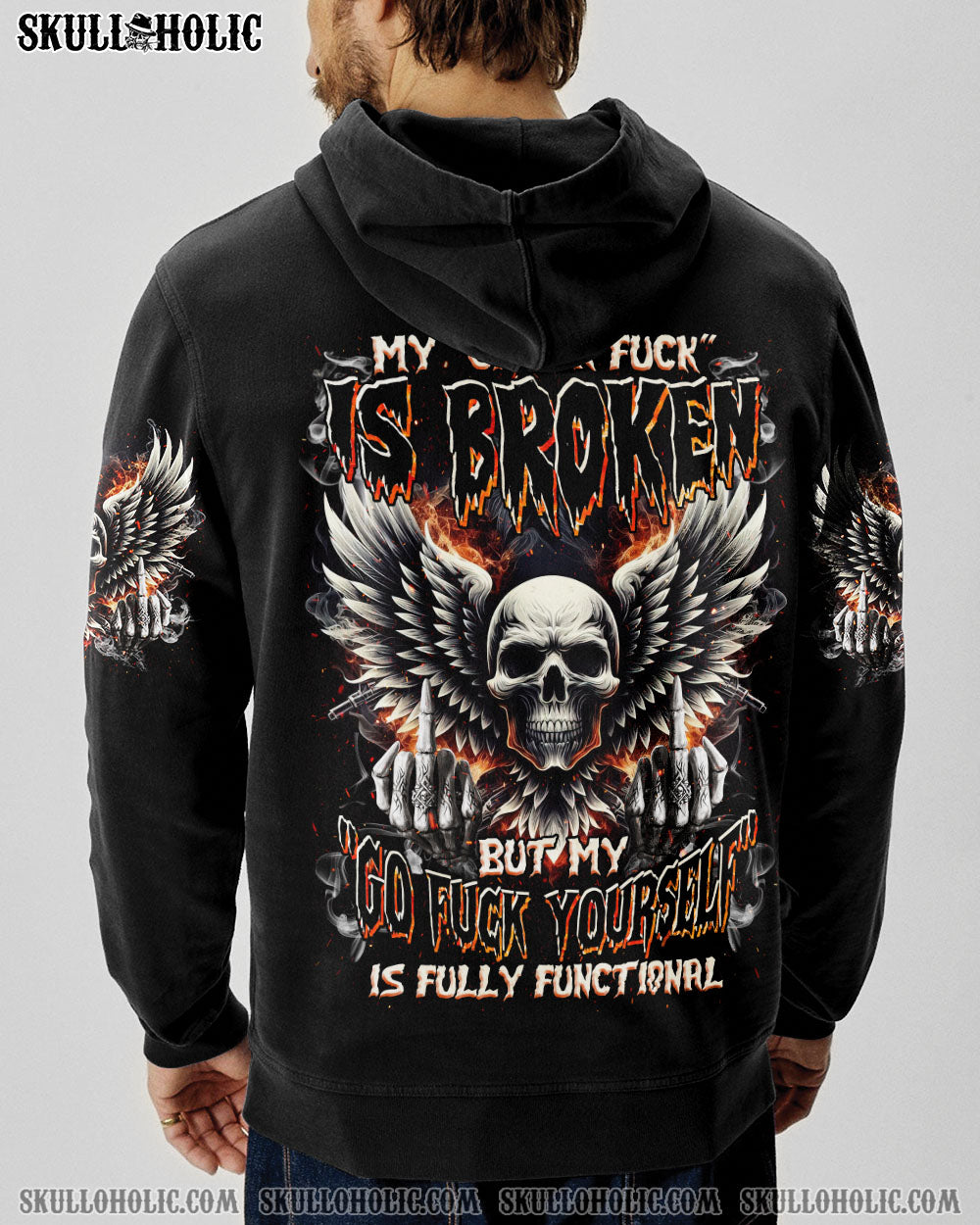 BLISSCORNERS MY GIVE A F IS BROKEN SKULL WINGS ALL OVER PRINT