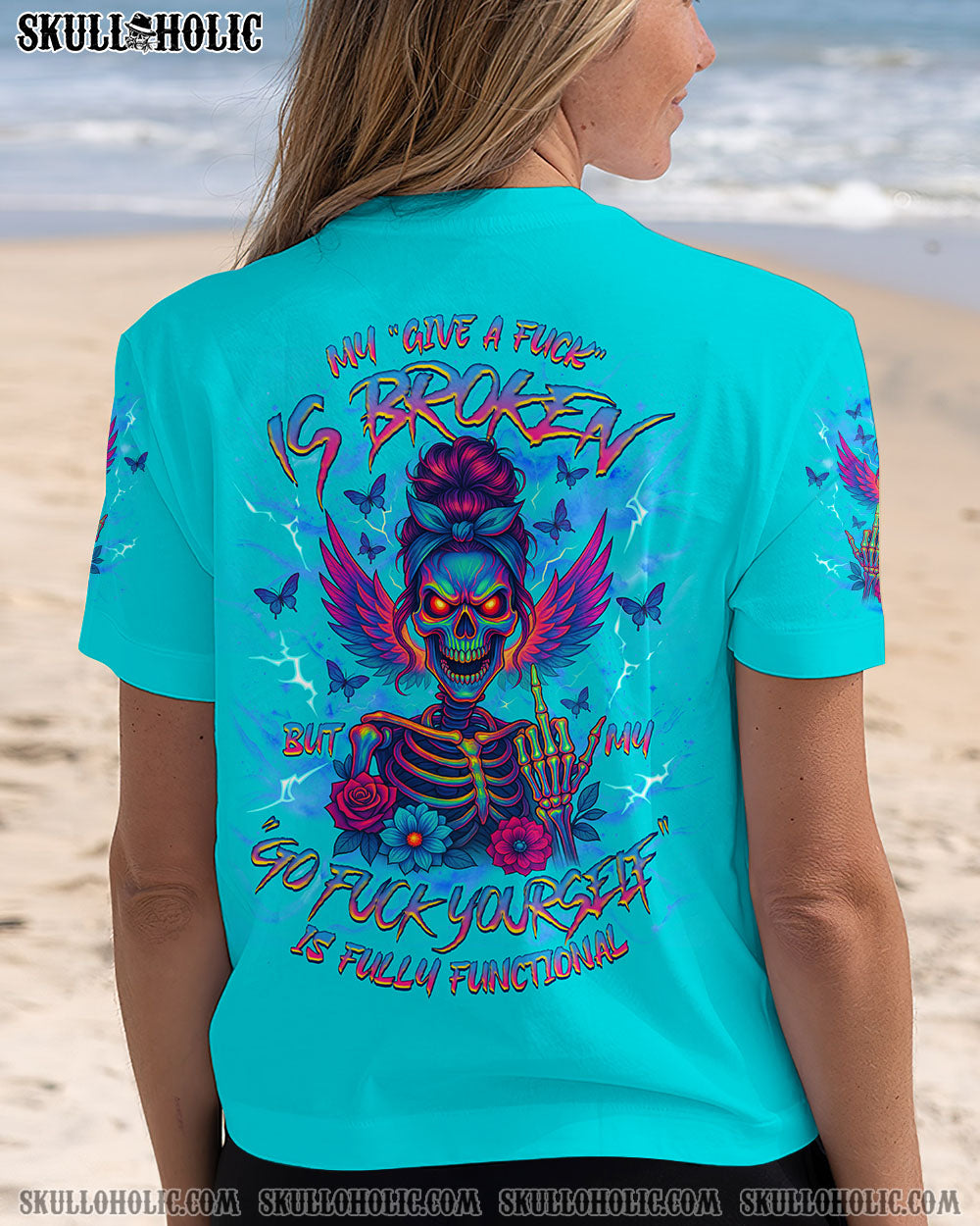 BLISSCORNERS MY GIVE A F IS BROKEN SKULL WINGS ALL OVER PRINT