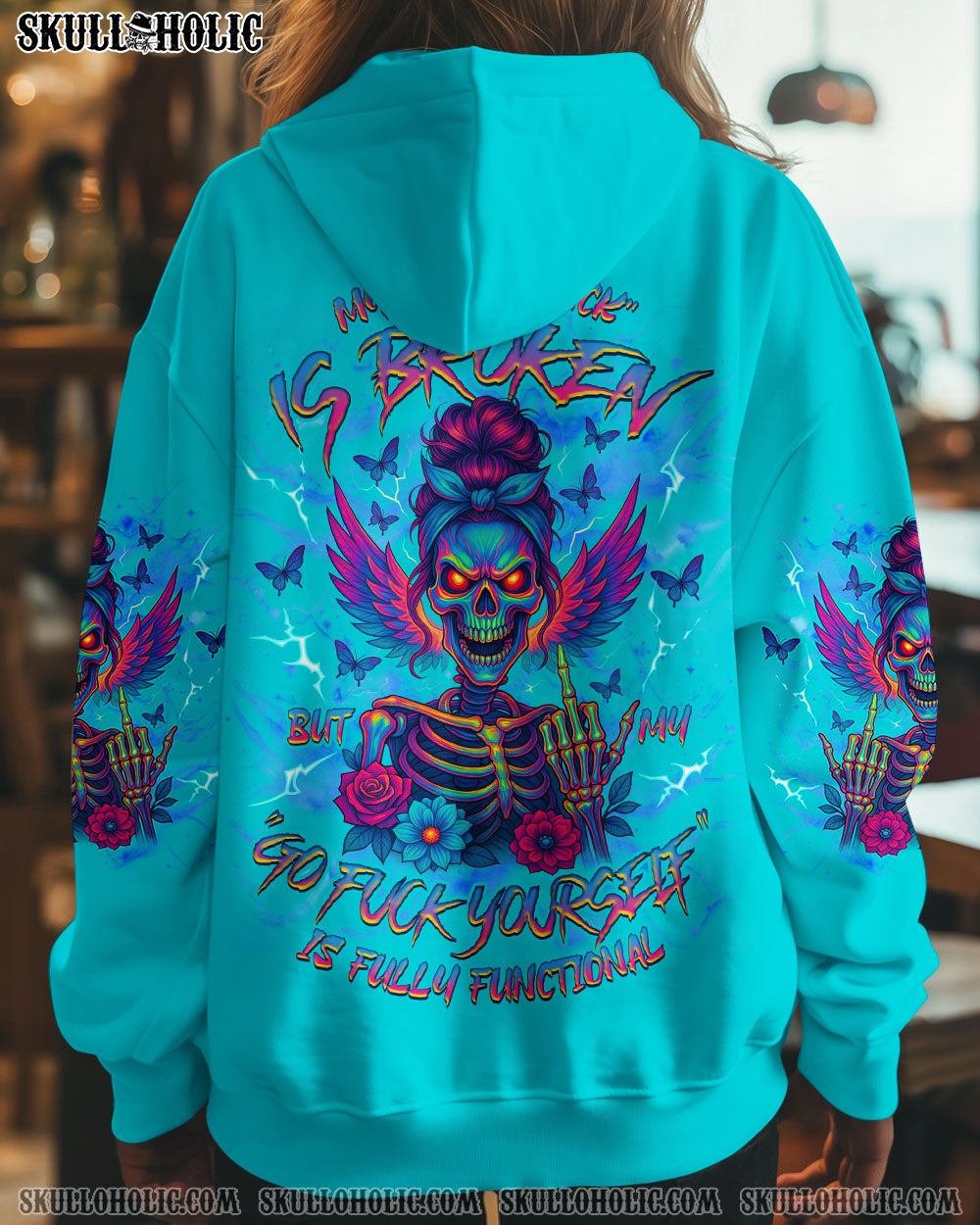BLISSCORNERS MY GIVE A F IS BROKEN SKULL WINGS ALL OVER PRINT