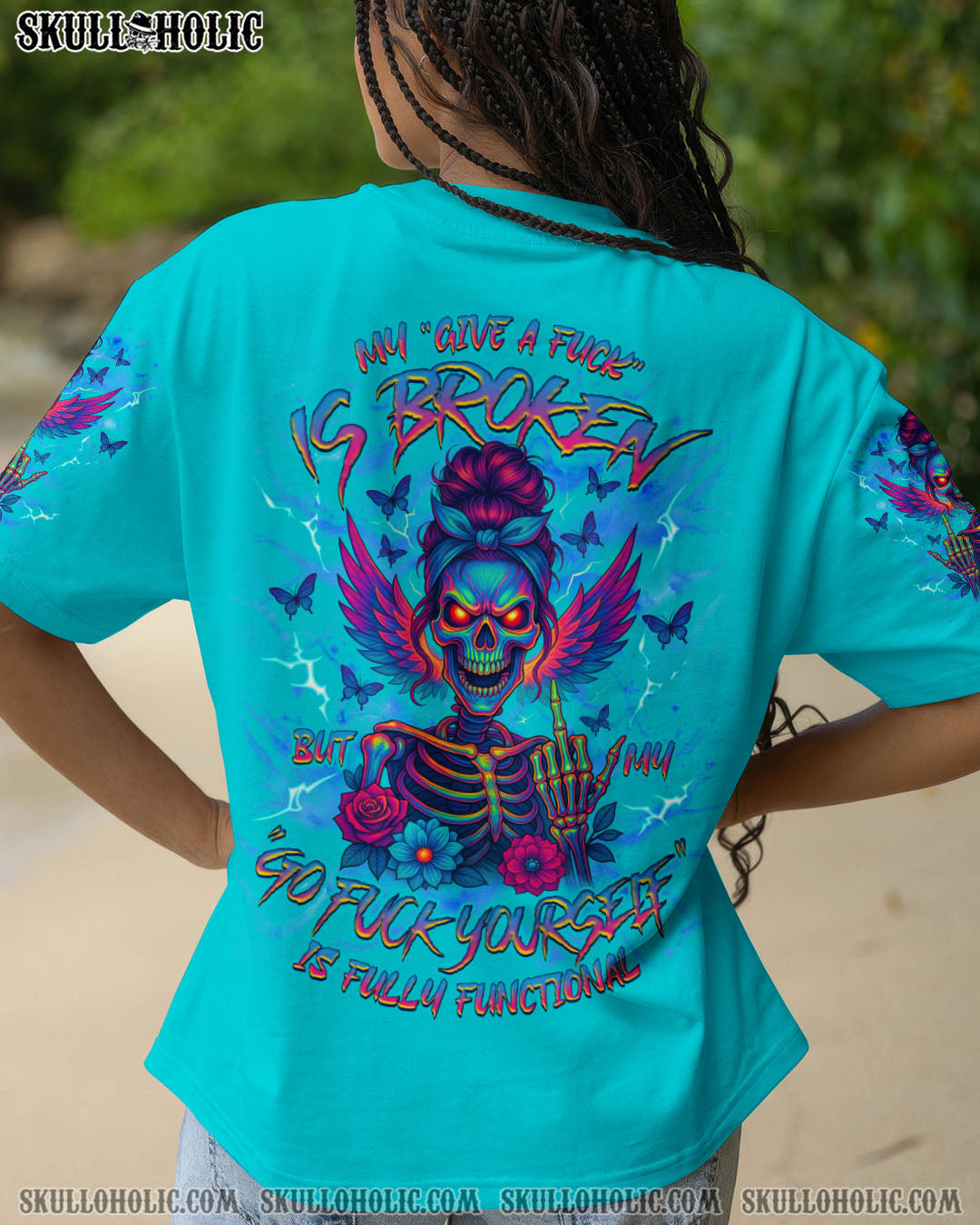 BLISSCORNERS MY GIVE A F IS BROKEN SKULL WINGS ALL OVER PRINT